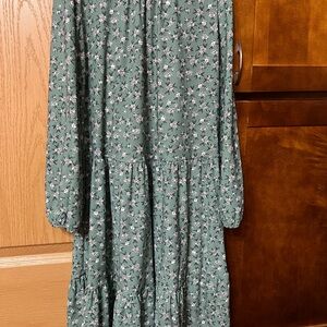 AUW Green Floral Kids Dress